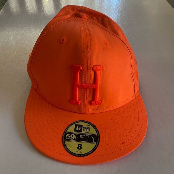 HUF X NEW ERA Men’s Orange Fitted Hat Size 8 - Picture 1 of 10